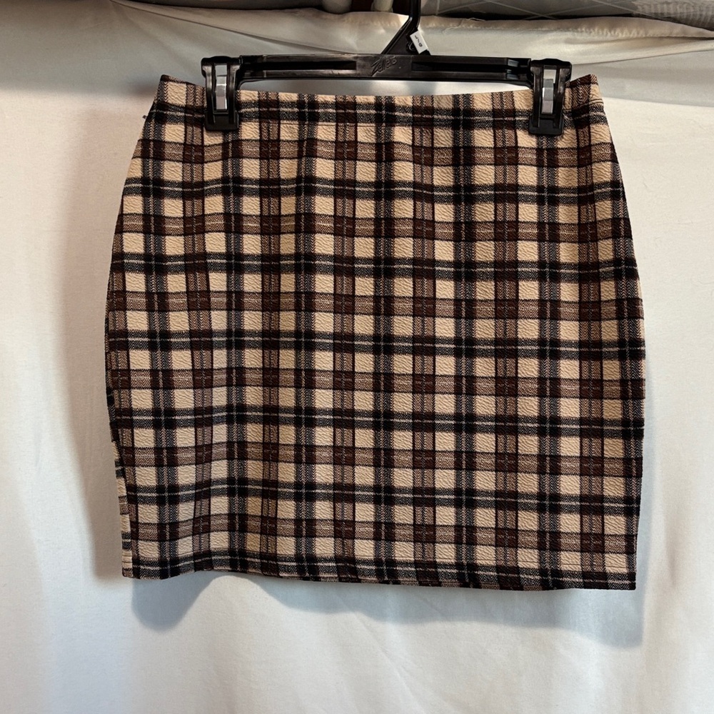 Plaid Brown and Cream Women's Skirt